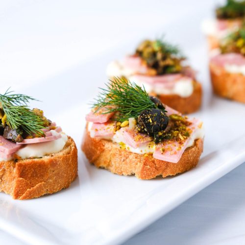 Cheese & Mortadella Crostini